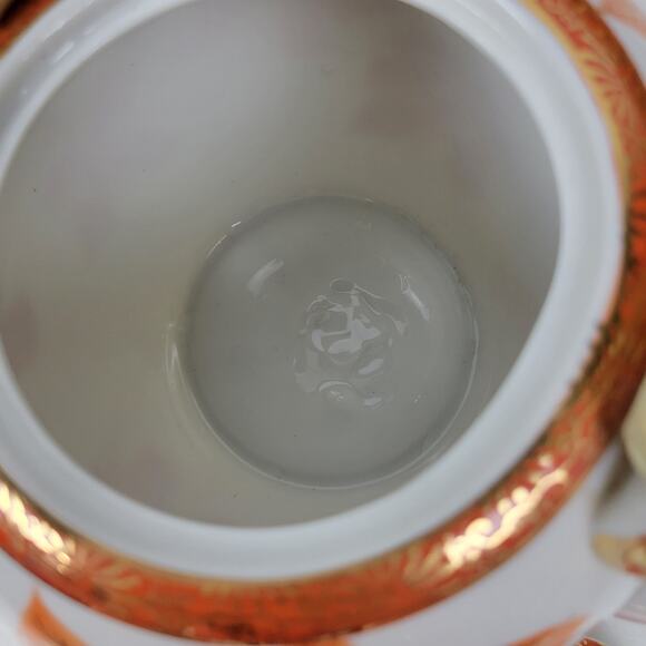 Vtg. Napcoware Japan Teapot With Lid Hand Painted Famille Rose Orange Porcelain - Picture 6 of 15